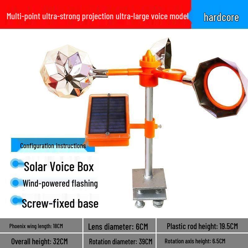 Solar & Wind Powered Bird Repellent for Farms and Orchards