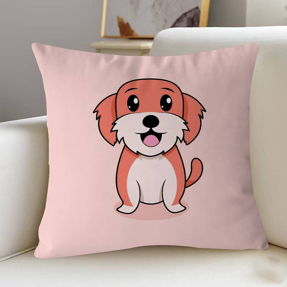

Dog Cartoon Illustration Cute Pillow Cover Sofa Cushion Cover Home Room Decoration Children Gift 12x12Inch