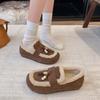 Doudou Schuhe Winter Samt 2025 Herbst neu weiche Sohle ein Pedal bequem Retro Schnee Baumwolle warme Slipper Damen