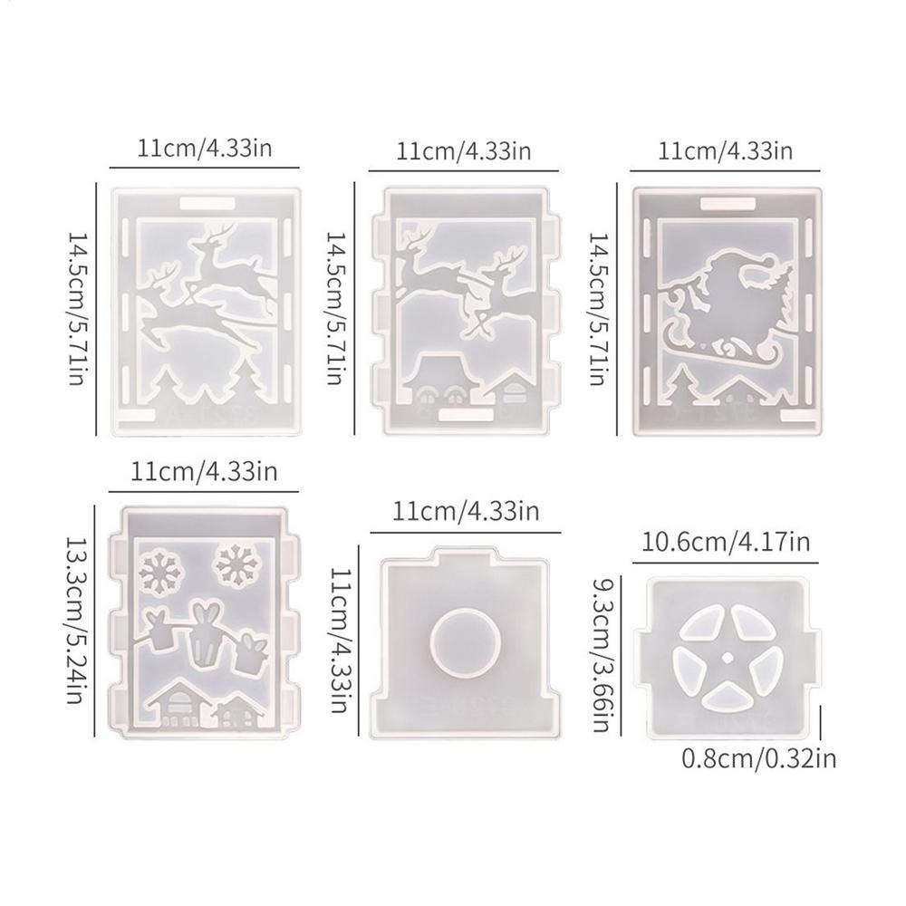 Christmas Silicone Molds 6-Piece Silicone Epoxy Resin Casting Mold For Craft Reusable Mould Craft Supplies For Wax Plaster