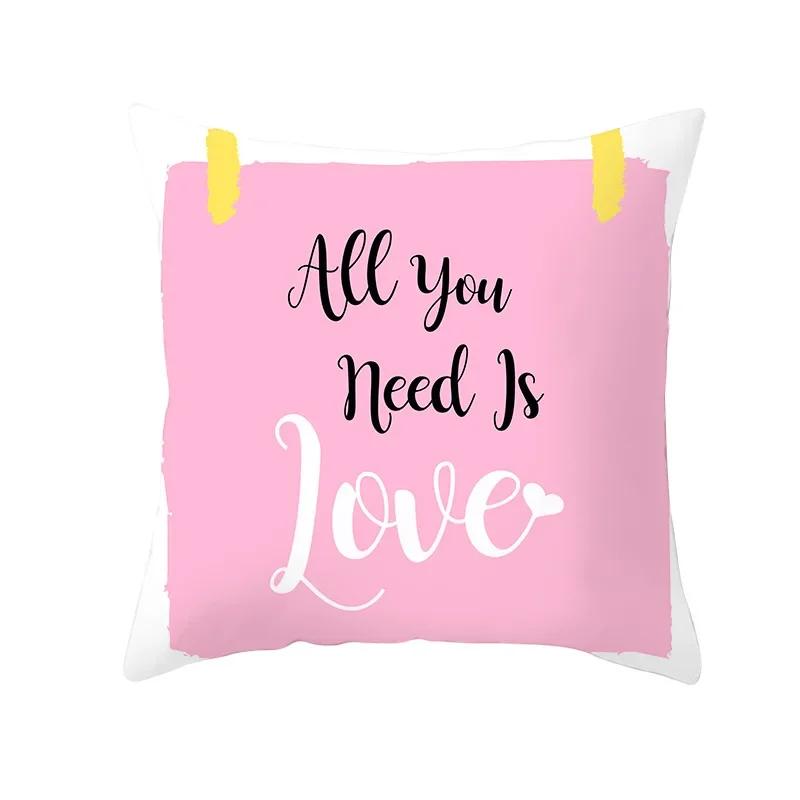 Valentine's Day Cushion Cover Romantic Wedding Party Decorations Print Cushion Cover Pillowcase Valentine's Day Gift