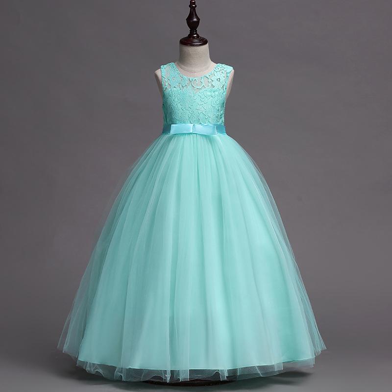 Children's Formal Lace Princess Dress with Long Puffy Skirt for Weddings