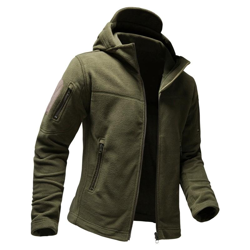 Spring and Autumn European and American Men's Outdoor Leisure Training Multi-Pocket Polar Fleece Warm Jackets S-XXL