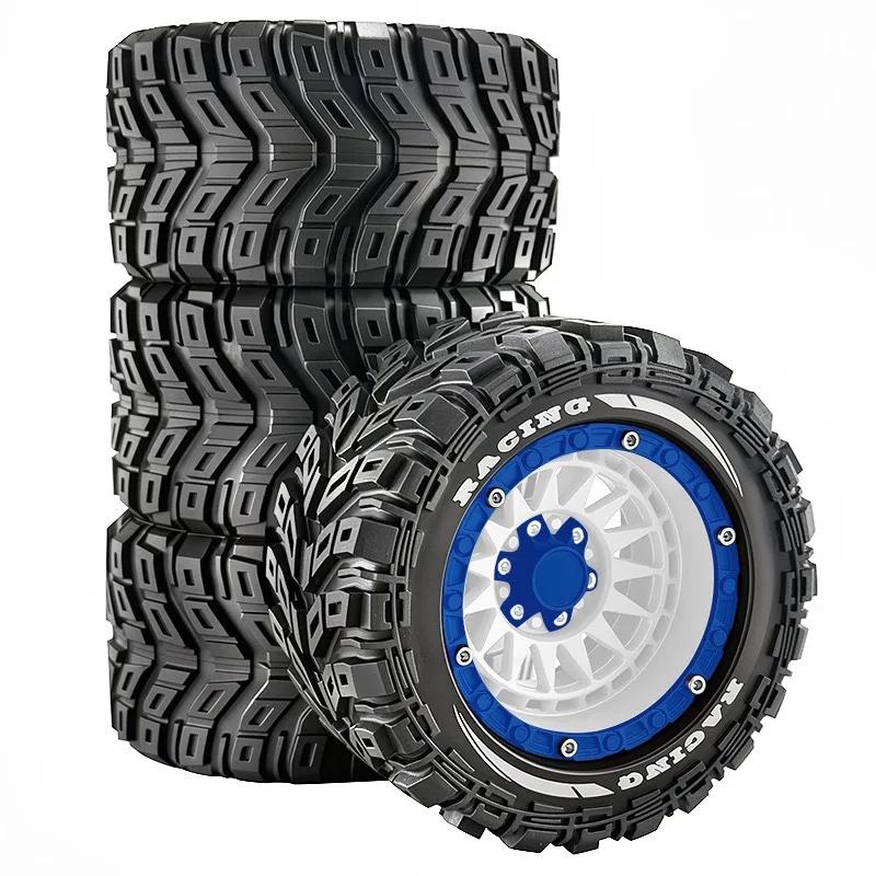 4pcs 90mm Rubber Tires Wheels for MJX 16207/16208 HBX 16889 SCY 16101/16102 Traxxas 1/16 Summit E-Revo ARRMA Mini Kraton
