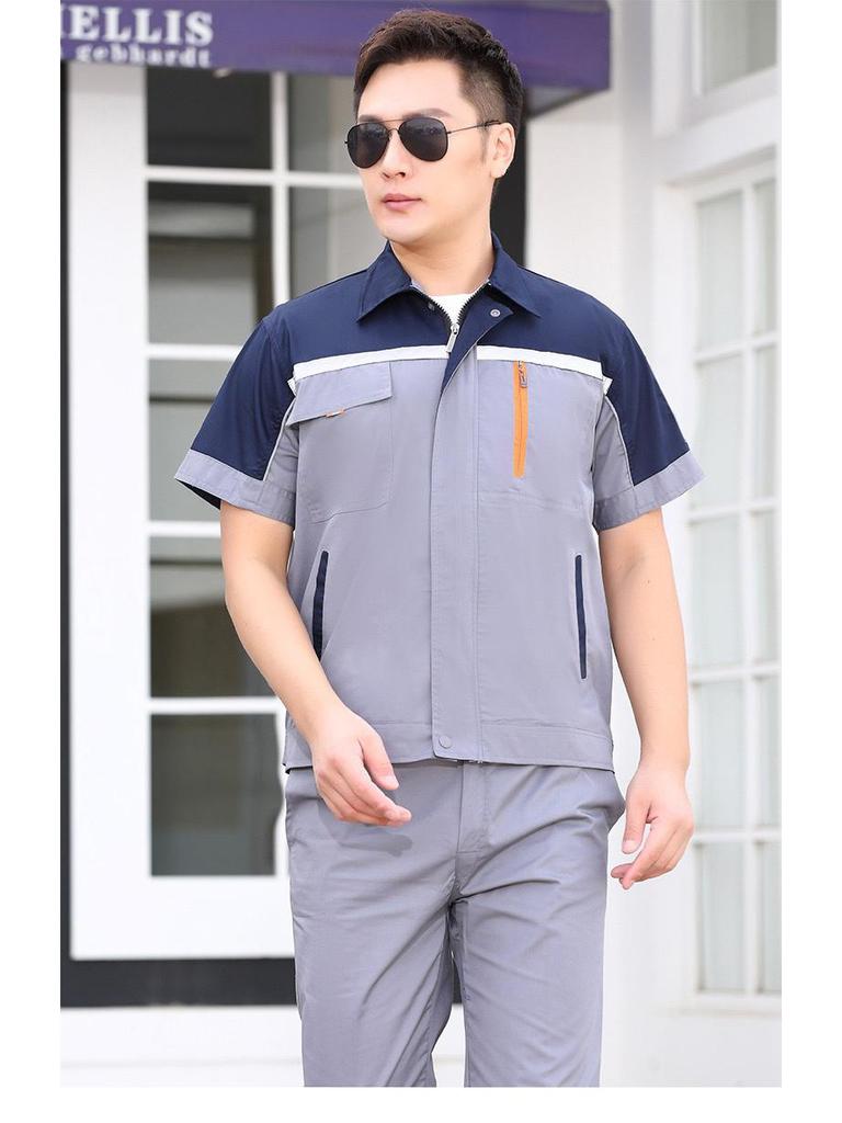 Summer Workwear Set: Men's & Women's Short Sleeve, Breathable, Thin Overalls with Large Pockets for Auto Repair & Labor Protection