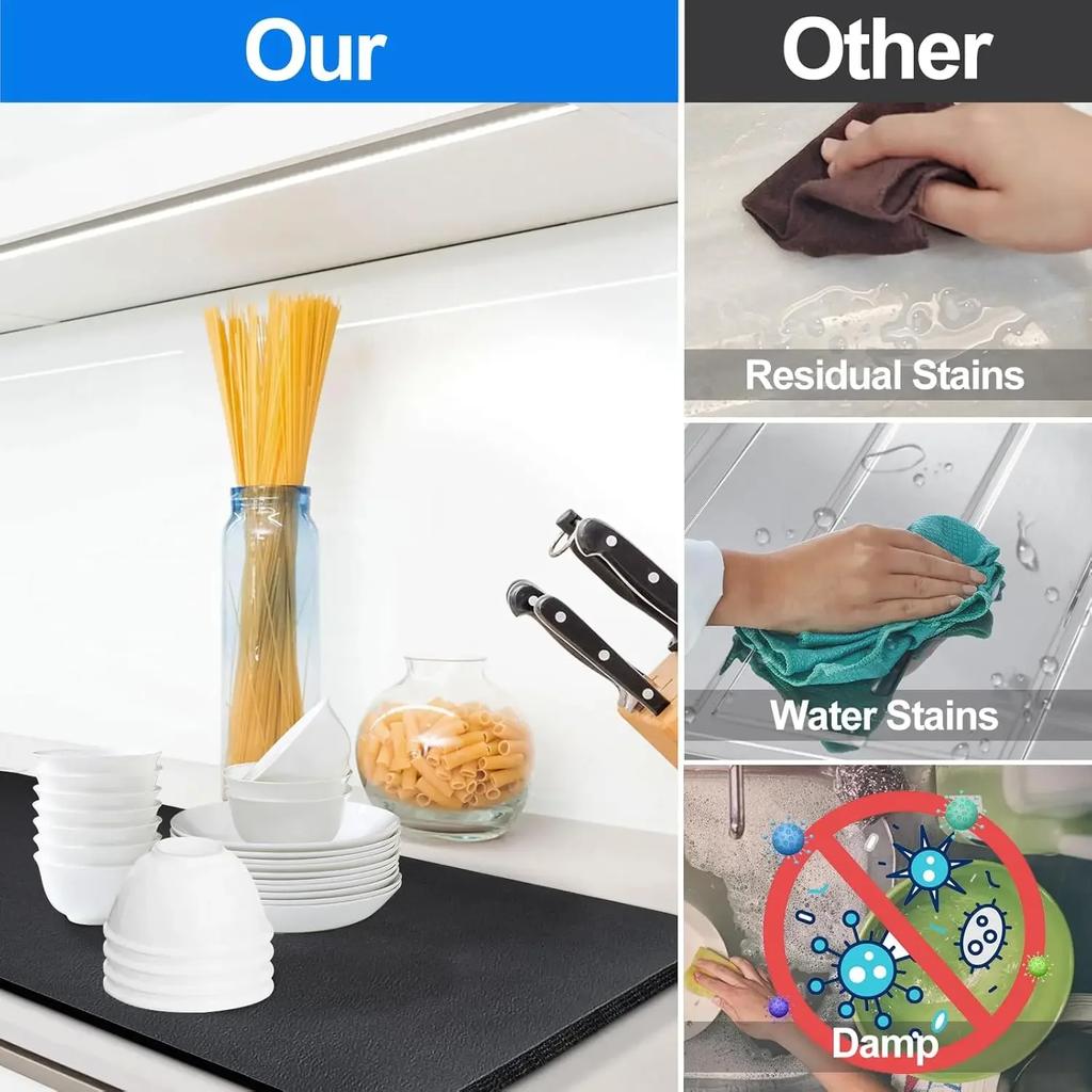 Water-resistant Coffee Maker Pad, Counter Dish Drying, Slip-proof Rubber Base, Kitchen Surface Stain-resistant Absorbent Mat