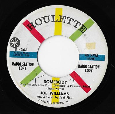 7inch Record JOE WILLIAMS - Somebody / One Is A Lonesome Number R4306 Roulette 1960 US Pop Used