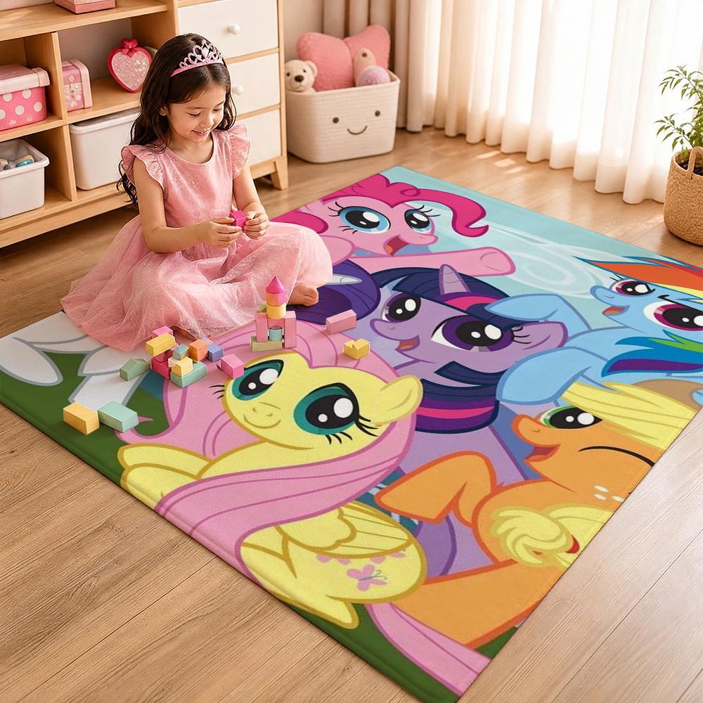 Magical Friendship Pony Gang Theme Rug Soft Nonslip Carpet For Bedroom Study Home Decor Holiday Gift
