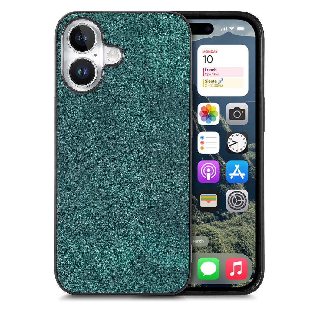 For iPhone 16 Plus Case Retro Leather+TPU Shockproof Protective Phone Cover