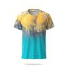 XXS-6XL Plus Size Men's T-shirt Gradient Print Summer Casual Outdoor Clothes Short Sleeve Tops Tees Men's Pullover Clothing