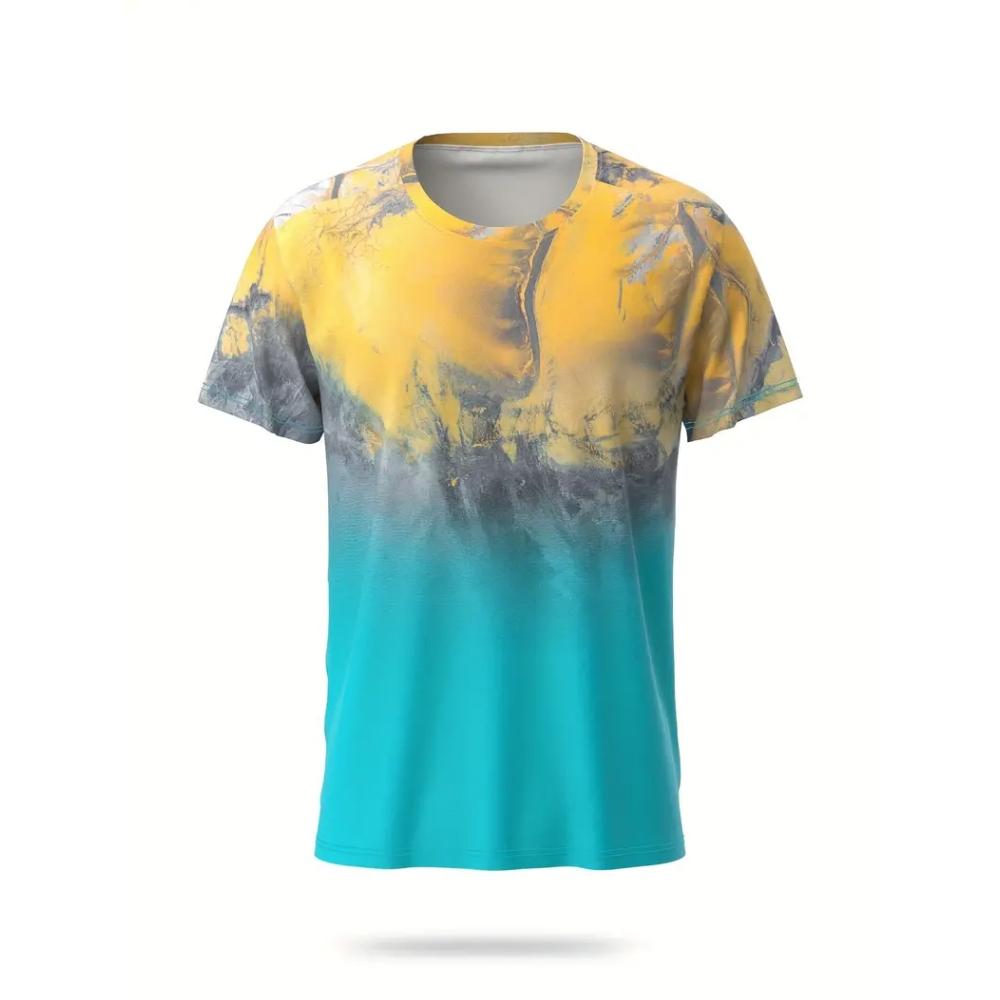XXS-6XL Plus Size Men's T-shirt Gradient Print Summer Casual Outdoor Clothes Short Sleeve Tops Tees Men's Pullover Clothing