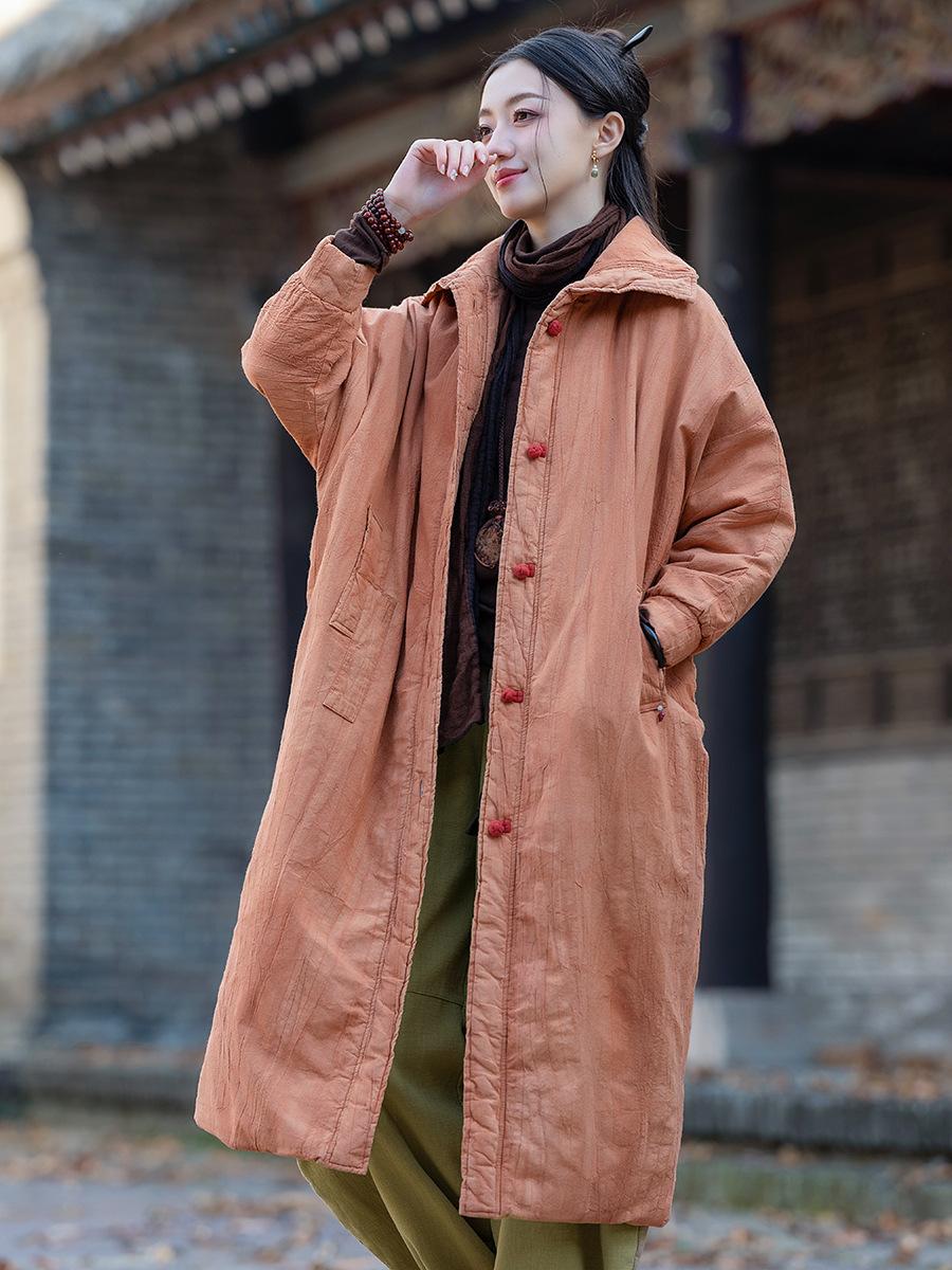 

Johnature Chinese Style Coats Women Button Plus Cloths Winter Solid Color Warm Parkas One Size серый