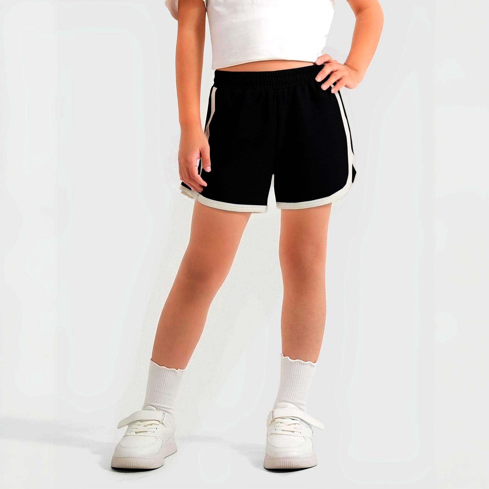 

Kids Athletic Casual Shorts Elastic Waistband Lightweight Breathable Fabric Suitable for Sports and Everyday Wear 110 чёрный
