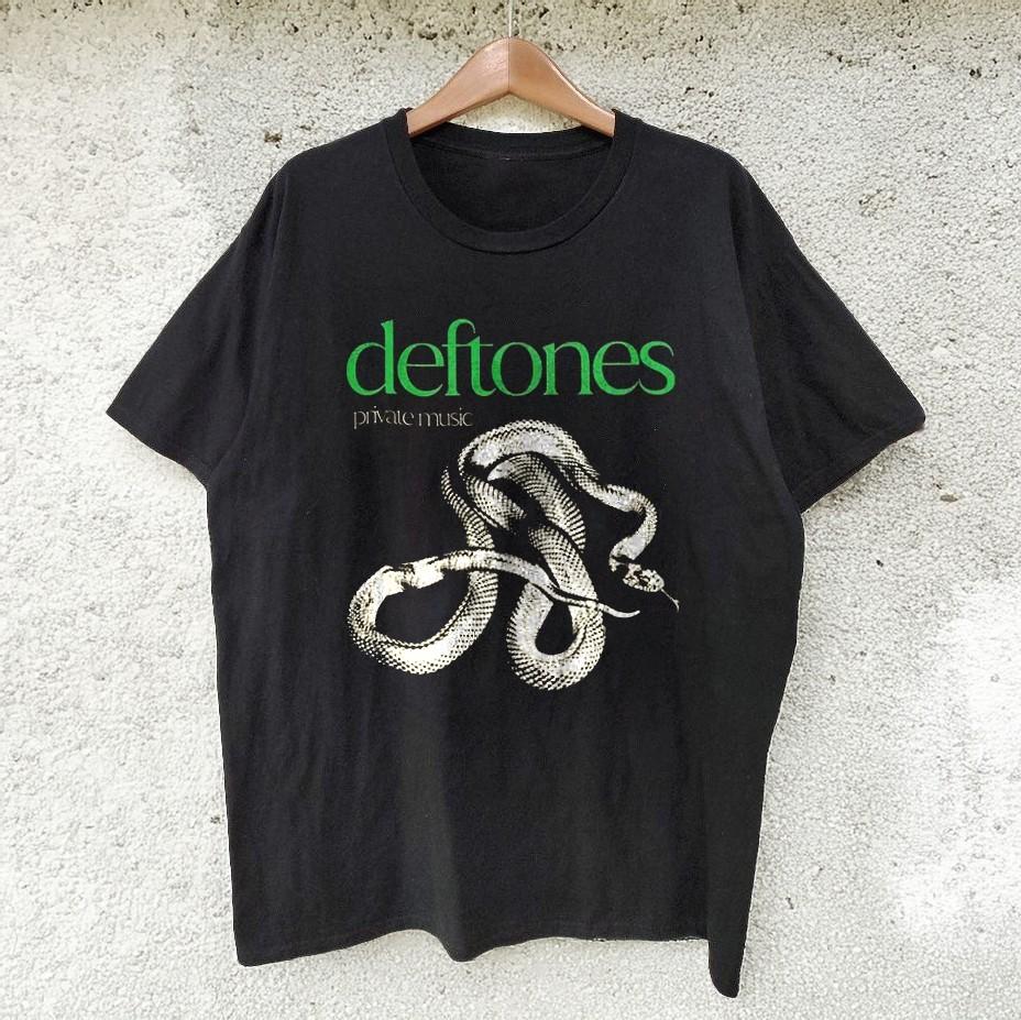 Deftones 2025 Private Music Logo Snake Black Cotton Tshirt Unisex T-Shirt XXL