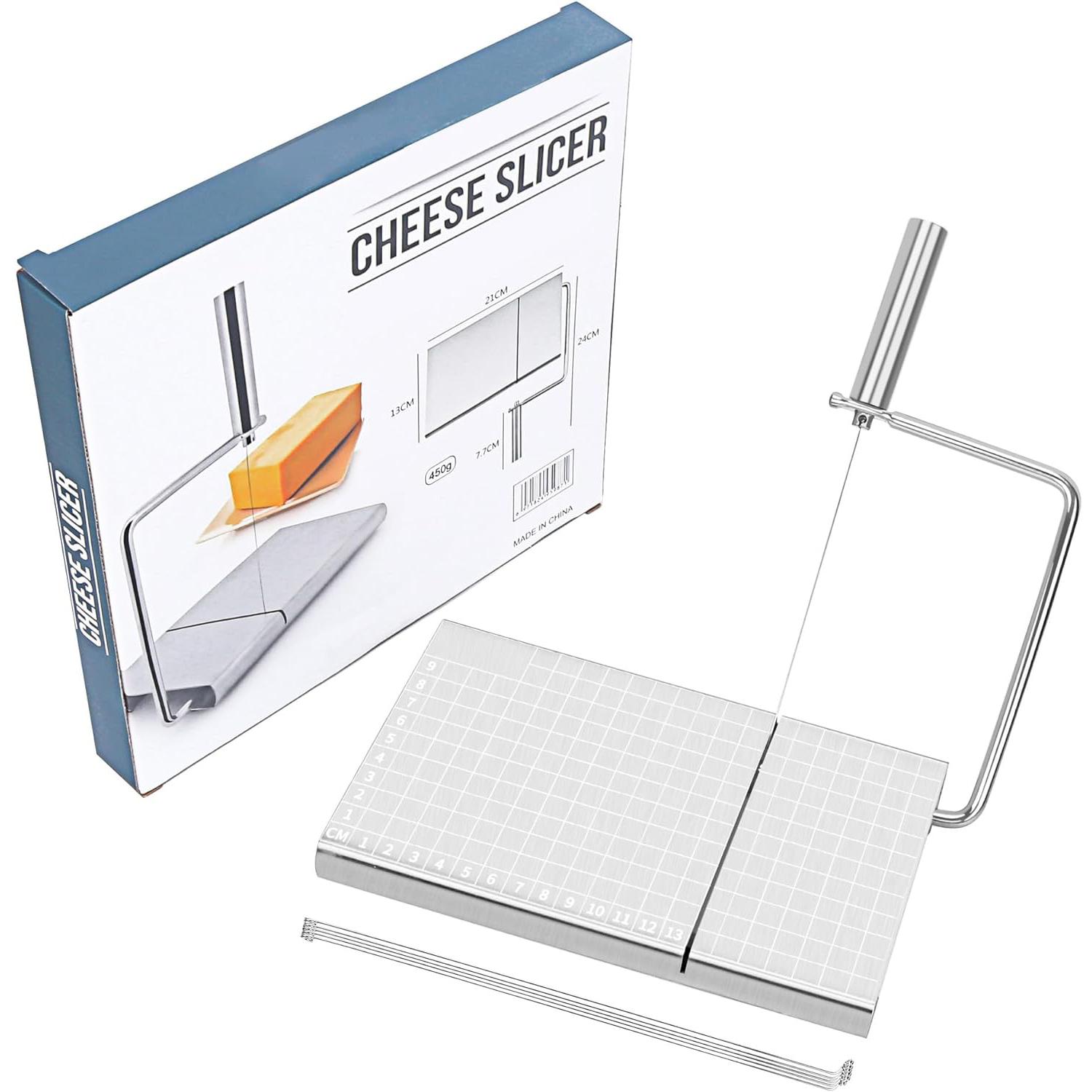 

Резак для сыра и масла из нержавеющей стали с точной шкалой размеров из нержавеющей стали с 6 сменными проводами серебряный