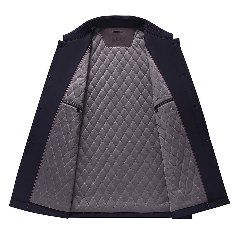 Men's Cotton Lapel Jacket: Autumn/Winter Mid-aged Business Casual Padded Black Coat