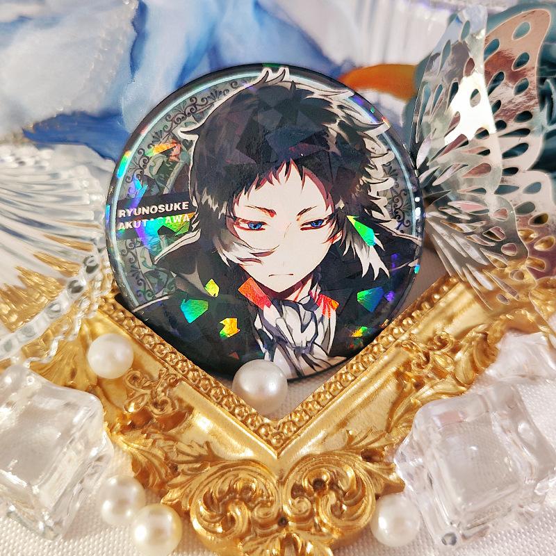 58mm Badges "Bungo Stray Dogs" Anime Character Pin: A Finely Crafted Tinplate Badge, Perfect for Role-playing Accessories and Jewelry.