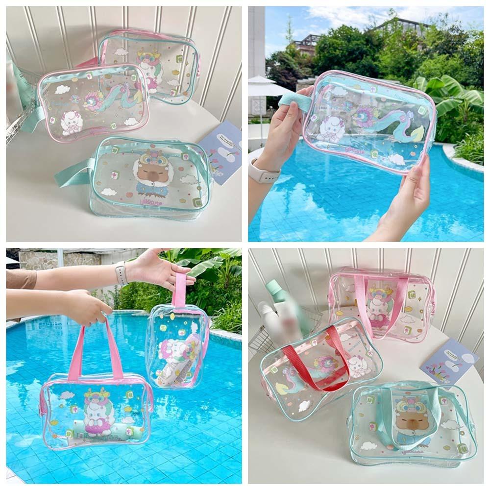 Toiletry Bag Transparent Cosmetic Bag Cartoon Capybara Clear Beach Bag PVC Tote Bag  Travel