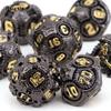 7 ks Černé ozubené kolo Kovové kostky Pevný kov Sada mnohostěnných kostek Vhodné pro RPG stolní karetní hru