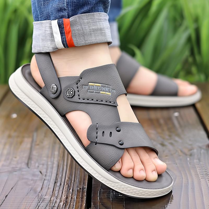 2024 New Summer Fashion Men Leather Sandals Outdoor Comfortable Breathable Sports Casual Non-Slip Beach Luxury Sandals