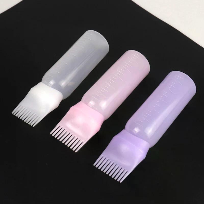 Shampoo Brush Empty Hair Shampoo Bottle With Comb Teeth Salon Treatment Oil Perm Dye Bottle Color Plastic Dry Cleaning Bottle