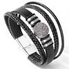JMXD Leather Bracelet Tree of Life Stainless Steel Oval Ring Woven Braided Strap Fashion Accessory Unisex Gift