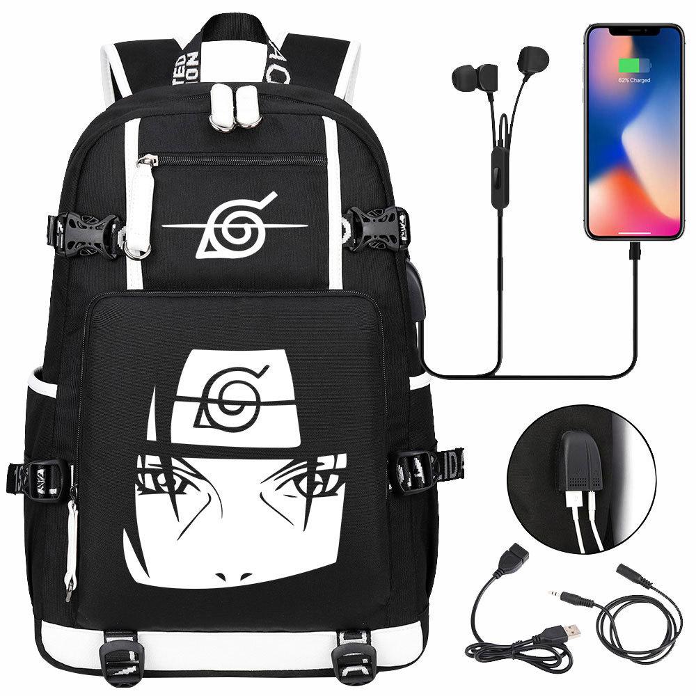 Neuer Naruto-Druck USB Teenager Schüler Schultasche Herren und Damen Freizeit Rucksack mit großer Kapazität Reise Rucksack