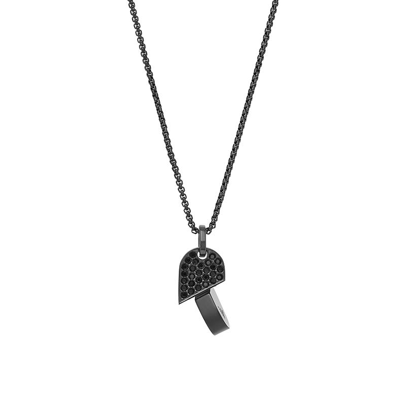 Emporio Armani Rotating Flip Heart Pendant Necklace Unisex Necklace Black EGS3138001