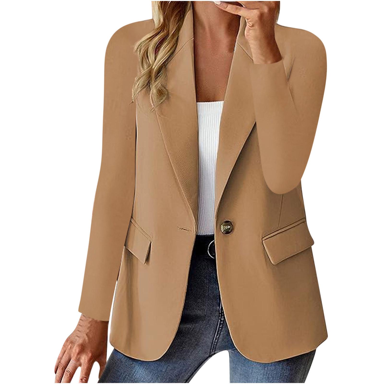 

2025 Women s Autumn Long Sleeve Solid Cardigan Small Suit Jacket Double Extra Large