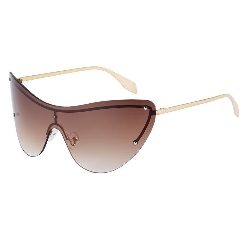 

New Rimless Cat Eyes One-Piece Cool Women Sunglasses Brand Design Outdoor Cycling Hiking Sports Men Sun Glasses Uv400 as the picture