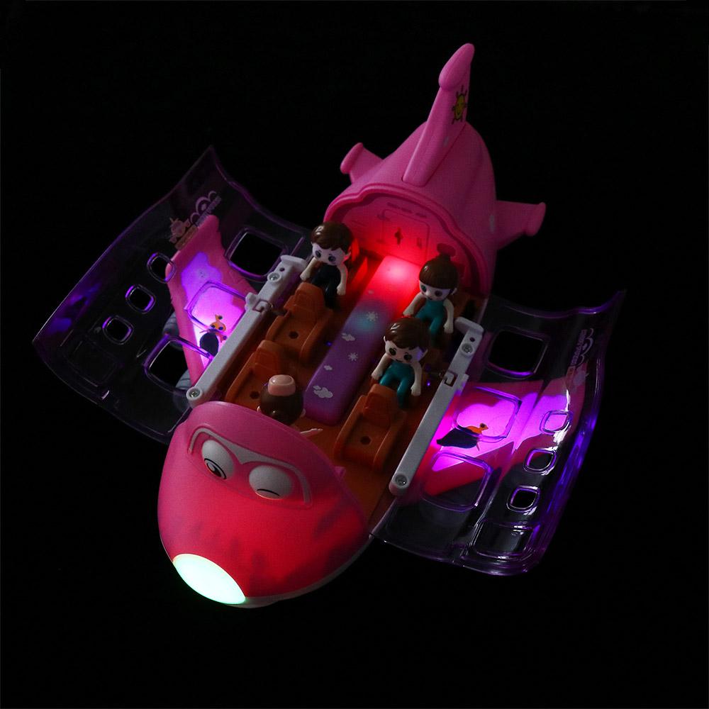 Electric Toy LED Lights Music Airplane Toys Blue/Pink Aircraft Toy LED Plane Model Birthday Gift