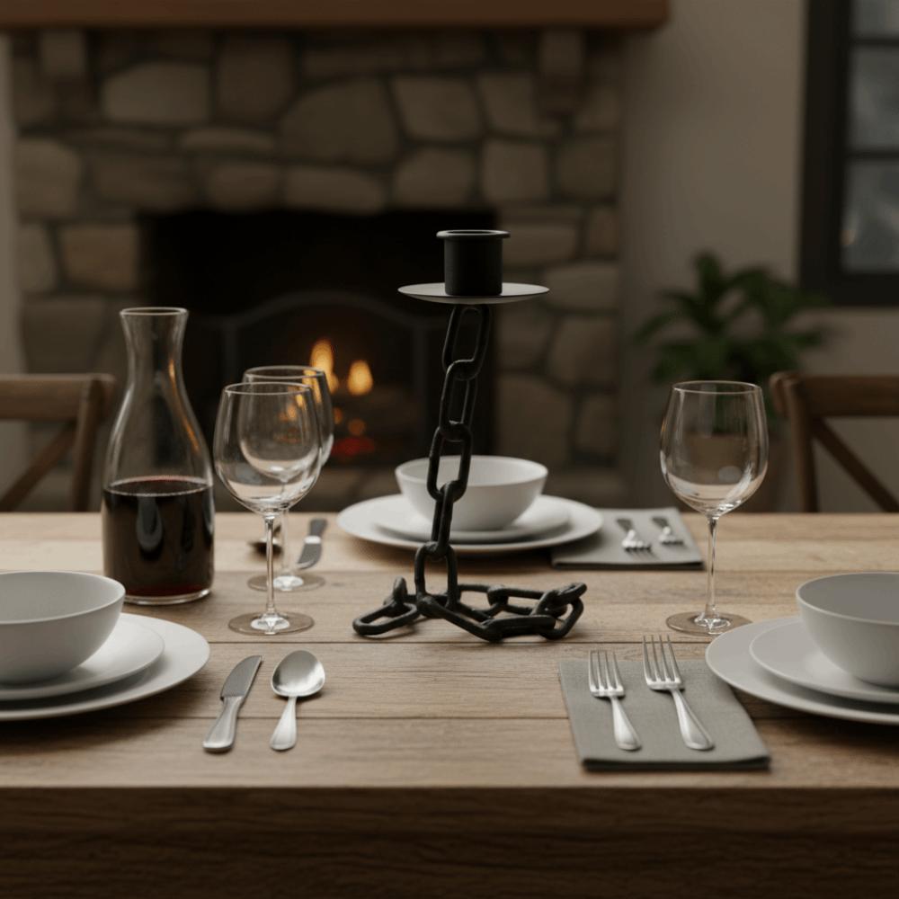 Industrial Style Halloween Suspended Chain Candlestick Gothic Dinning Table Centerpiece Study