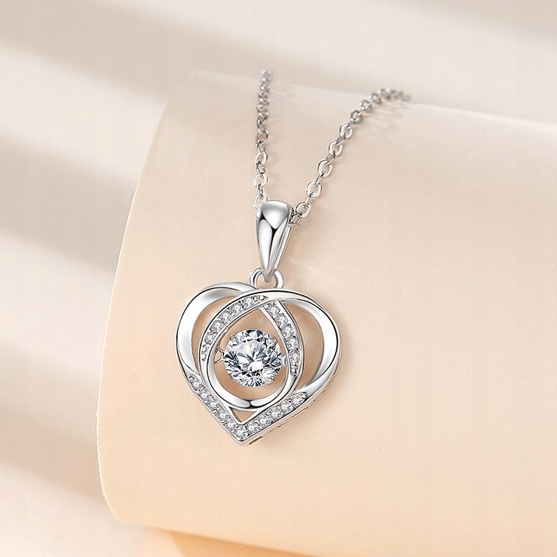 Silver Necklace Heart Pendant Women' Gift for Woman + Bracelet