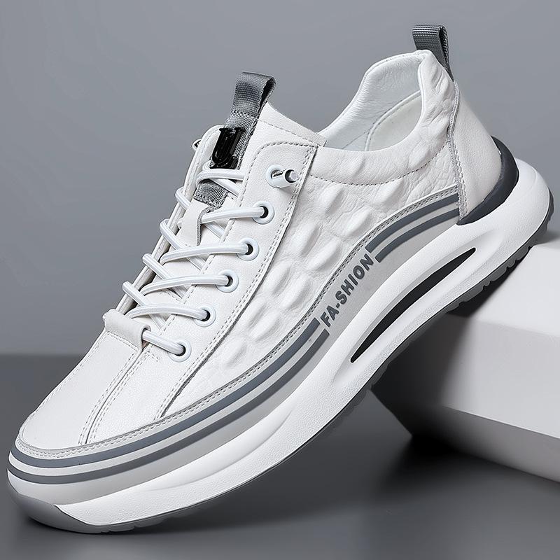 

2025 spring new cowhide white men s leather dad shoes fashion sports casual shoes low-top men s shoes single shoes 38