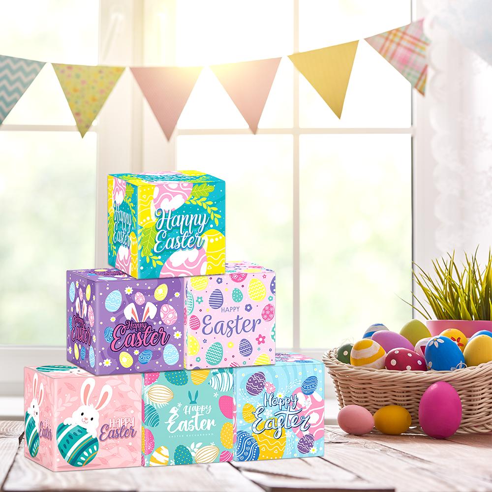 6/12pcs Easter Decorative Gift Box Treat Boxes Bunny Eggs Chick Easter Basket Candy Cookie Box for kids Easter Party Favor Gifts