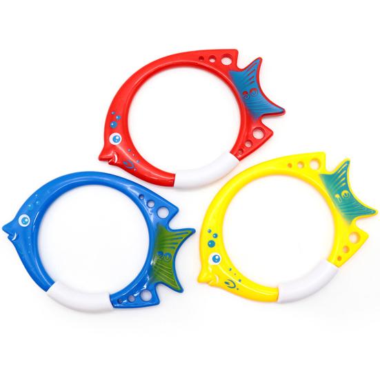 3Pcs Diving Fish Ring Cartoon Safety Plastic Swimming Pool Training Ring Underwater Rings