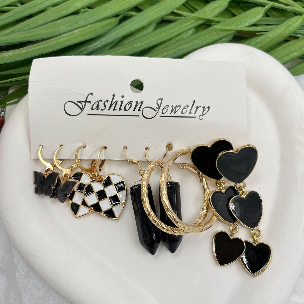 Gold-Pearl Punk Hoop Earrings Set for Women