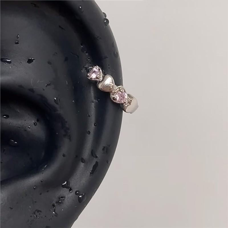 1 Pcs Pink Love Heart Wings Star Pendant Ear Bone Nail 316L Stainless Steel Piercing Earring Punk Jewelry Women Accessories
