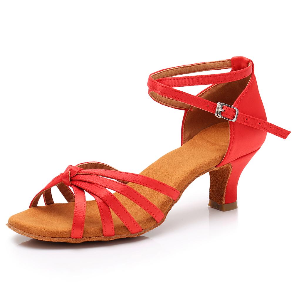 Women Girls Latin Dance Shoes Soft Soled Ladies Salsa Tango Ballroom Dancing Shoes Middle Heel 5CM Indoor