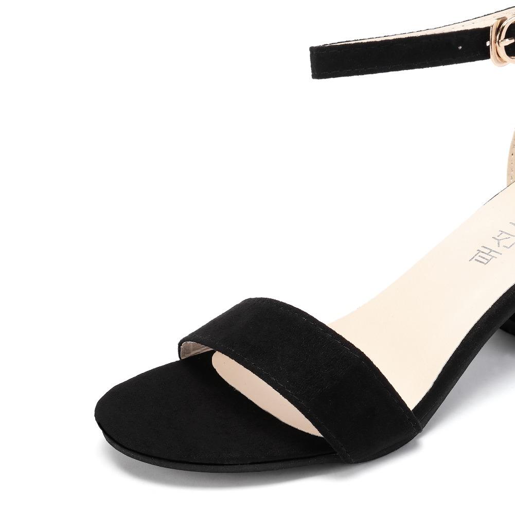 Fashion Fashionable Ladies Sandals 2025 Low Heel Buckle Strap Thick Heel Summer New Arrival Korean Style Women Shoes Rubber Sole Ankle