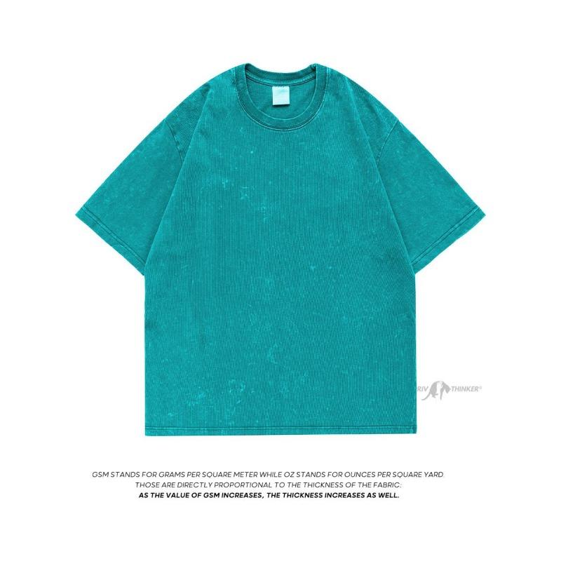 Heavy Fabric Vintage Men Oversized Tees 2026 Summer Short Sleeve Casual O Neck Man Tshirt Acid Washed T-shirts Tops