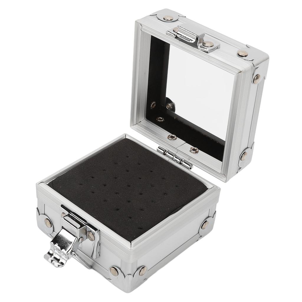 Nail Drill Bits Storage Box 25 Holes Transparent Clamshell Lock Design Dustproof Nail Drill Bits Desktop Container