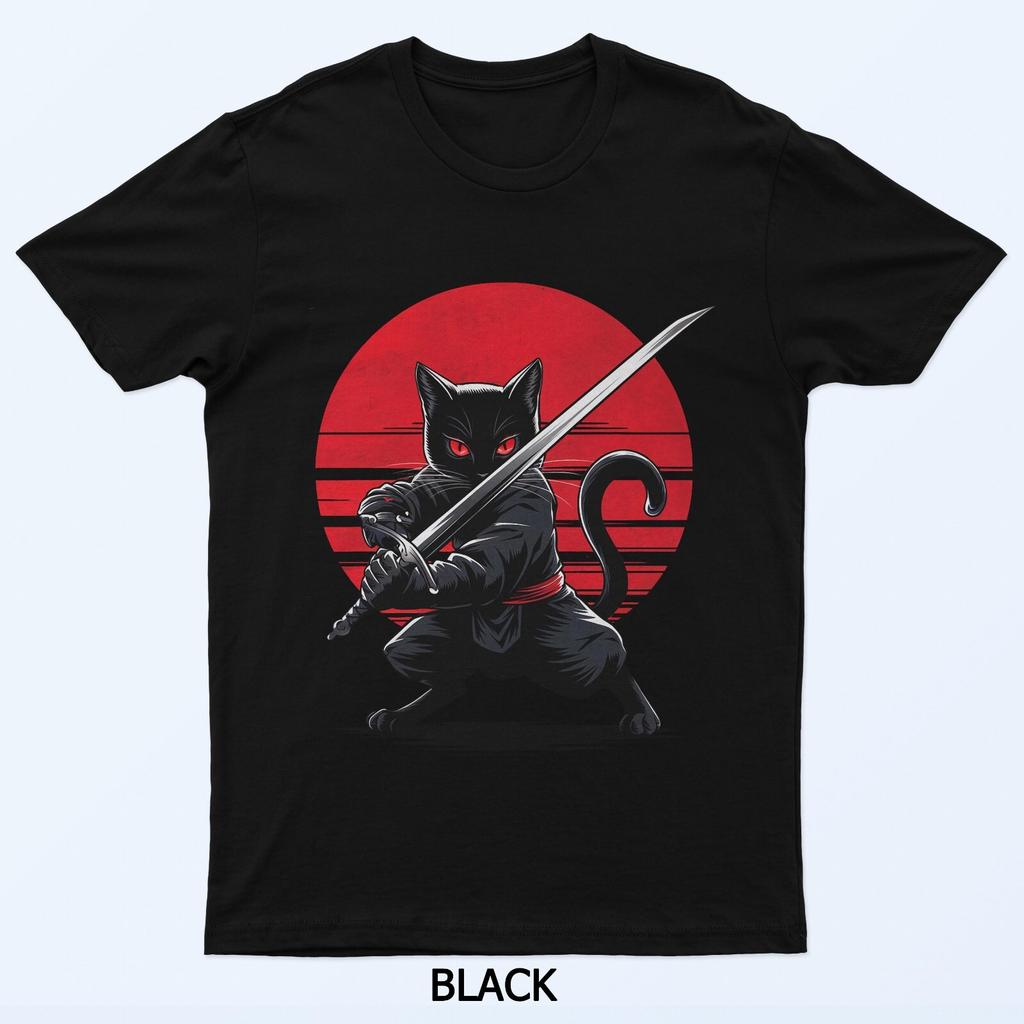 Samurai Cat Warrior Japanese Cat Ninja Cat Anime Samurai Cat Tees T-Shirt