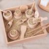 Holz-Teegeschirr Spielzeug Sensorik-Kasten Werkzeuge, Kinder Rollenspiel Küchenzubehör für Vorschulkinder Kleinkinder 11 Stück