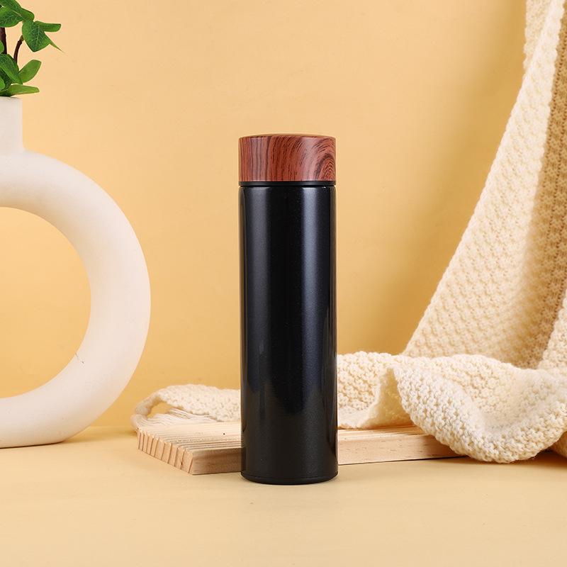 Simple Stainless Steel Vacuum Cup Wood Grain Cup Lid Car Portable Cup Portable Cup Men's Tea Cup Tea Separation