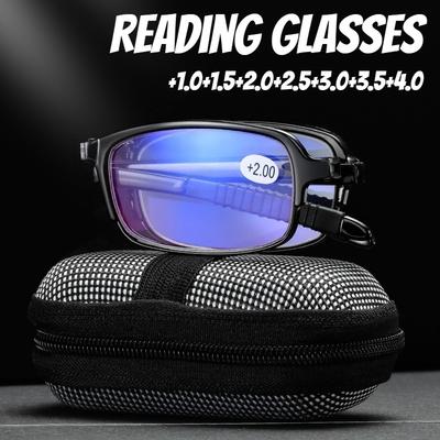 Anti Blue Light Women'S Presbyopia Glasses Portable Men'S  Eyewears Ultra Light Fashionable Folding Reading Glasses +3.5+4.0