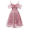 Women Vintage Princess Floral Lace Cocktail Neckline Party Aline Swing Dress