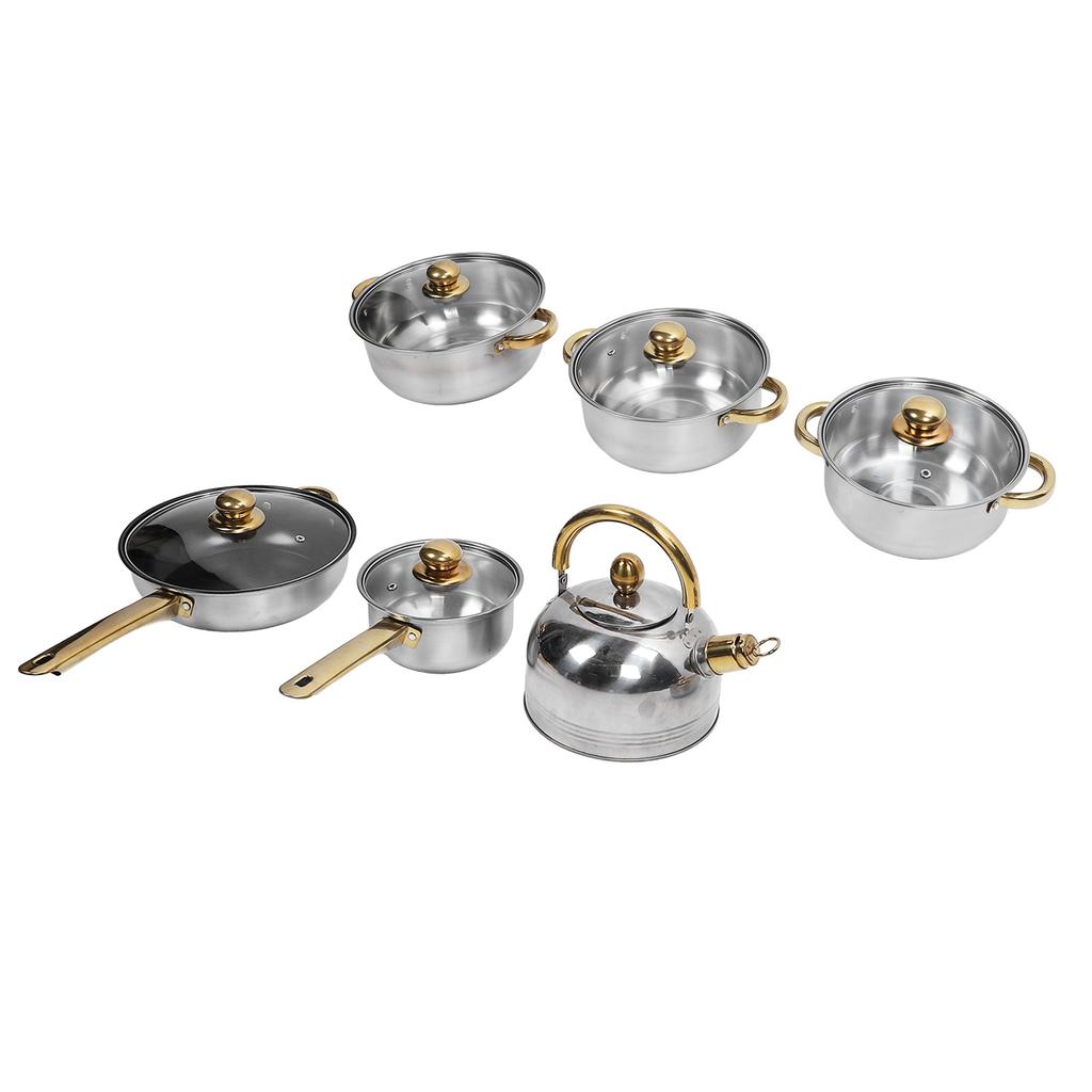 Kochgeschirr-Set aus Edelstahl, rostfrei, stäbchensicher, sicheres Pfannen-Topf-Set für Zuhause, Küche, Restaurant