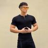 Men's Slim Fit Ribbed T-Shirt - Stretchy, Tight-Fitting, Round Neck, Short Sleeve, Muscle-Defining Fitness Tee