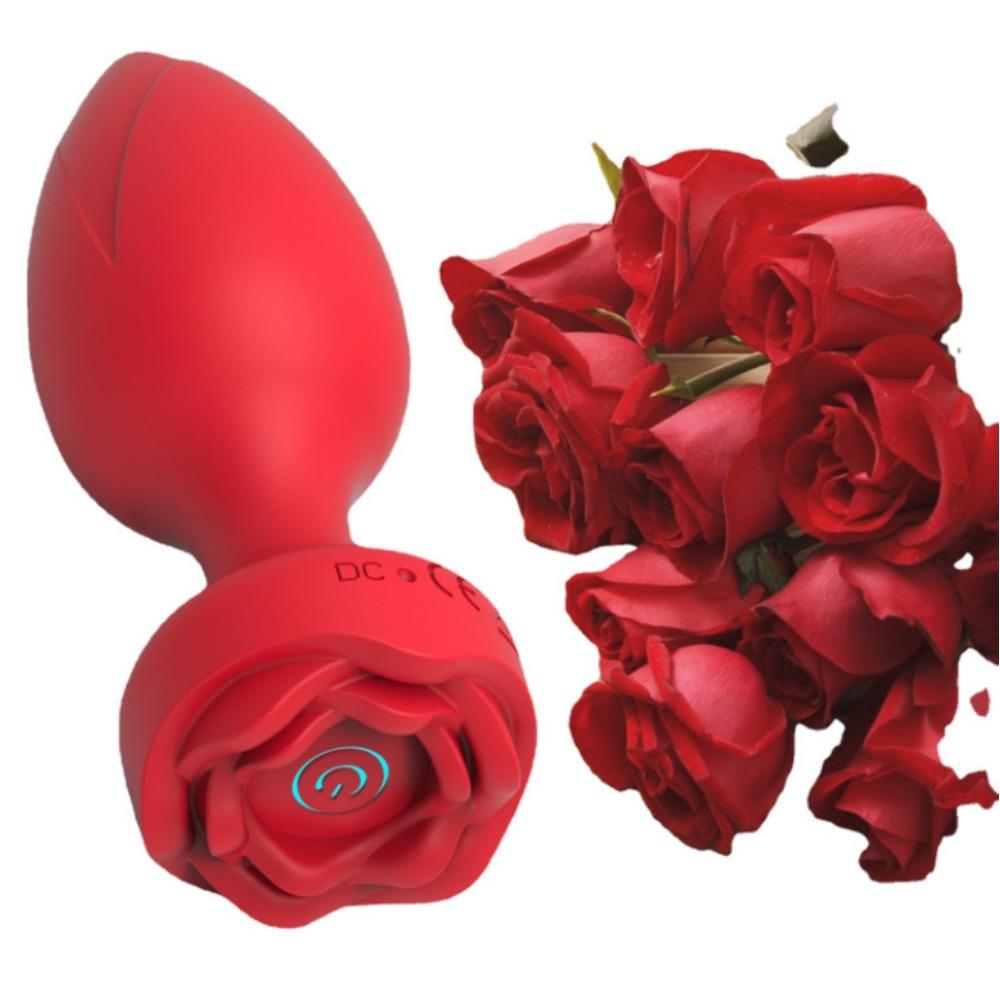 Female Rechargeable 10-Frequency Remote Control Vibrating Anal Plug Rose Anal Plugs Vestibular Stimulation Masturbator Erotic Sex Toys